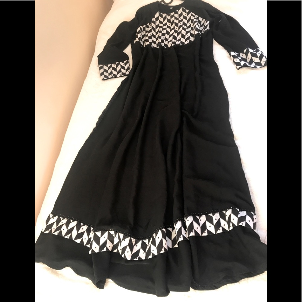 Long MAXI Dress ABAYA CHECKERED sz XL w/scarf